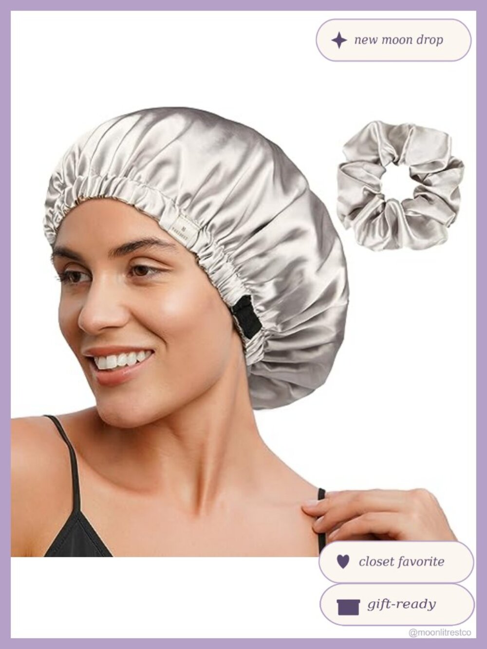 Satin Bonnet Adjustable Sleep Cap Hair Wrap Frizz Reduce One Size